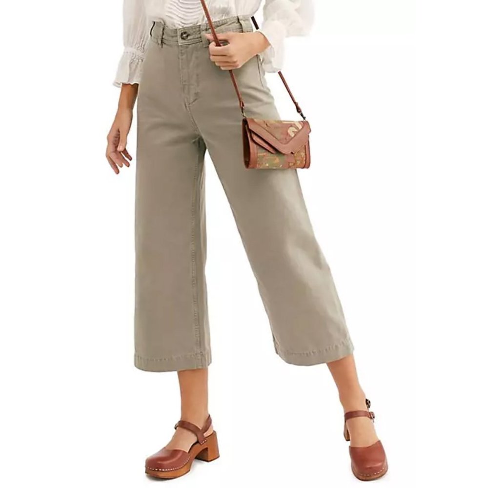 Free People Patti Crop Wide Leg Pants Size 29 Moss